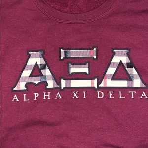 Alpha Xi Delta plaid letters